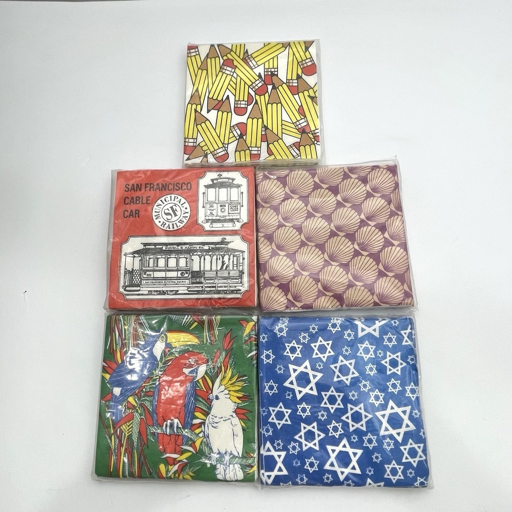 Vintage 80s Cost Plus Gift Givers Cocktail Napkins 24 & 25 Packs Lot Sealed NOS